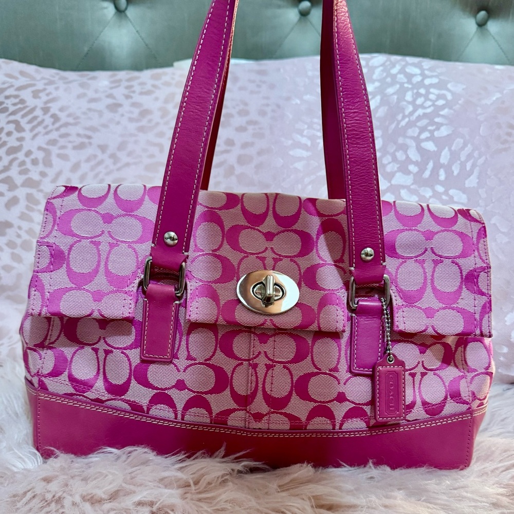 Pink Coach Signature Hampton Bag